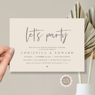 Let's Party, Wedding Elopement, Modern Minimalist Invitation