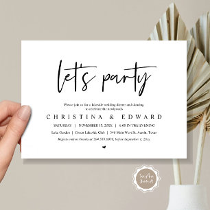 Let's Party, Wedding Elopement, Modern Minimalist Invitation