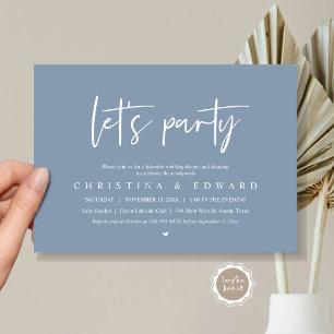 Let's Party, Wedding Elopement, Modern Minimalist Invitation
