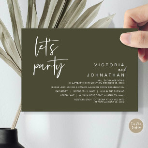 Let's Party, Wedding Elopement Party Invitation