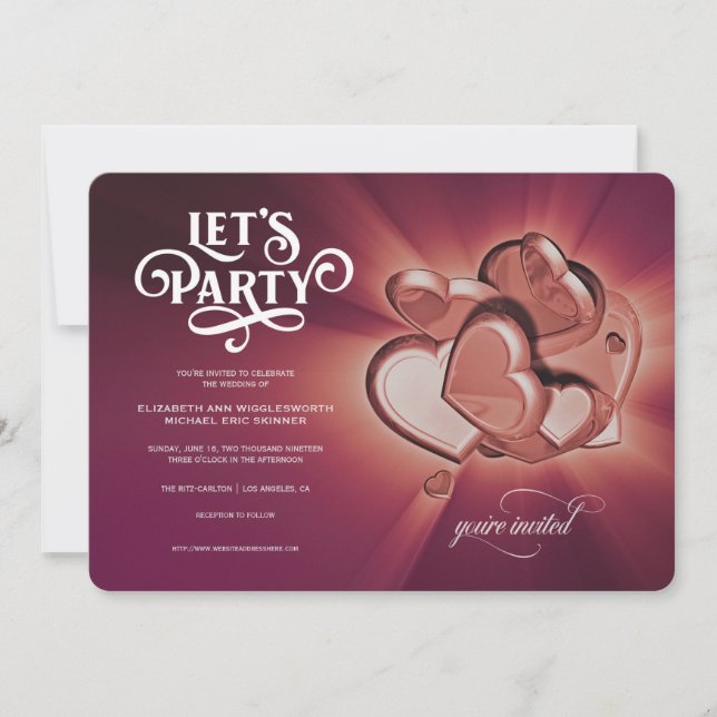 Let's Party Wedding Invitation (version 2) (Front)