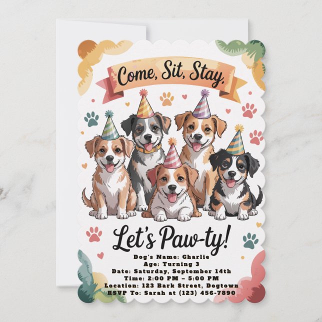 Lets Pawty Birthday Invitations  (Front)