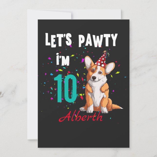 Let's Pawty Boy or Girl Birthday Party Custom  Invitation (Front)
