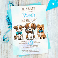 Let's pawty brown blue cute puppies birthday