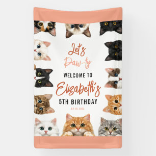 Let's Pawty Cat 5th Birthday Custom Birthday Kid Banner