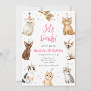 Let's Pawty Cat Kitten Birthday Party Invitation