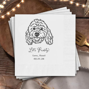 Let's Pawty Custom Dog Drawn Cocktail Wedding Napkin