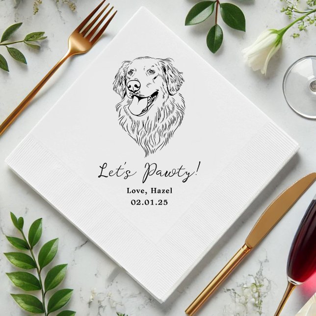 Let's Pawty Custom Pet Cocktail Napkins Wedding (Creator Uploaded)