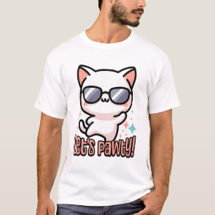 Let's Pawty! Cute Party Cat Pun T-Shirt