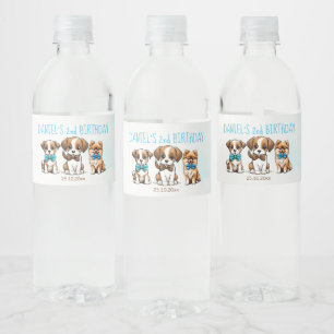 Let's pawty cute puppies birthday printed favour water bottle label