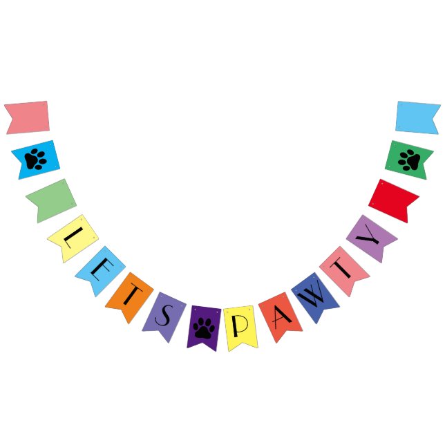 Let's Pawty Dog / Pet Birthday Party Banner (All)
