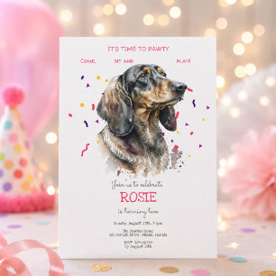 Let's pawty, dog's birthday party invitation
