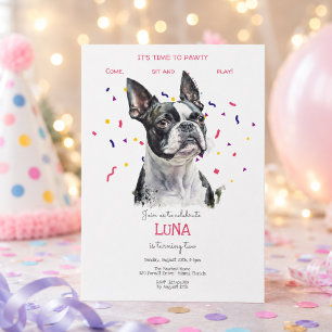 Let's pawty, dog's birthday party invitation