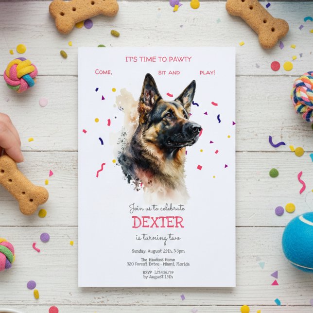 Let's pawty, dog's birthday party invitation (Creator Uploaded)