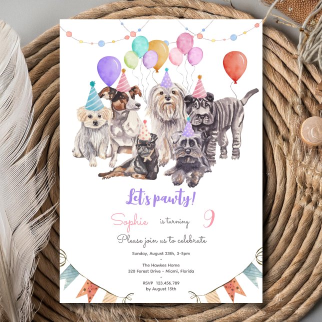 Let's pawty! dogs birthday party invitation (Creator Uploaded)