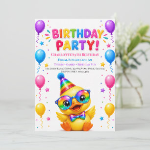 Let's Pawty Duck Birthday Party Invitation