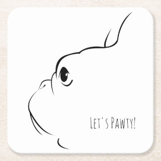 Let's Pawty French Bulldog Silhouette Coasters