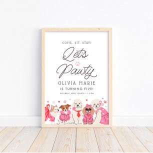 Let's Pawty Girls Pink Puppy Birthday Welcome Sign