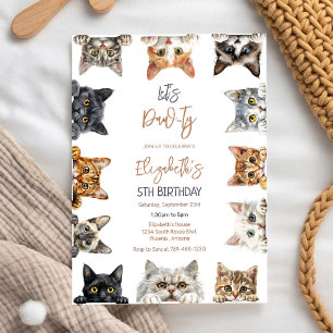 Let's Pawty Kitten Party Cat Birthday Invitation