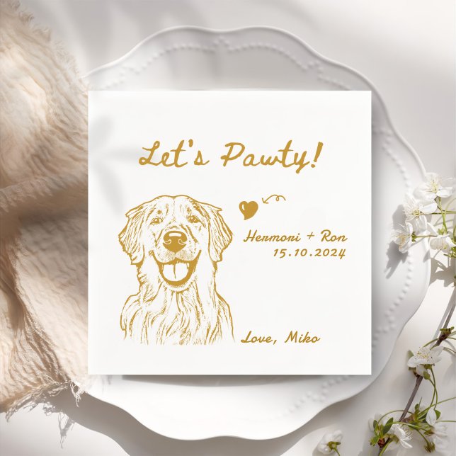 Let's Pawty Minimalist Funny Dog Simple Wedding Napkin (Creator Uploaded)