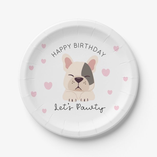 Lets Pawty Paper Plate Puppy Birthday Party Decor (Front)
