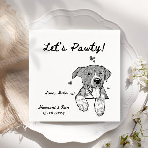 Let's Pawty Personalised Pet Simple Wedding Napkin