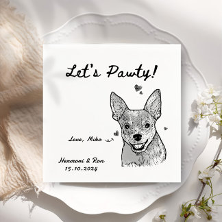 Let's Pawty Personalised Pet Simple Wedding Napkin