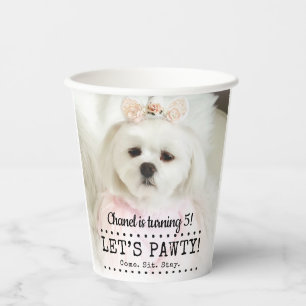 Let's Pawty Photo Pet Birthday Party Paper Cups