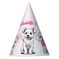 Let's pawty pink cute puppies birthday printed