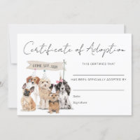 Let's Pawty Puppy Dog Adoption Certificate Card