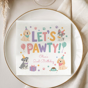 Let's Pawty Puppy Dog Theme Birthday Party Napkin