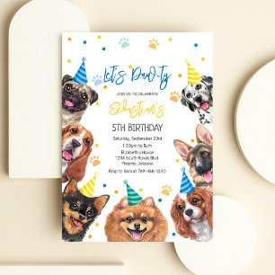 Let's Pawty Puppy Party Dog Birthday Invitation