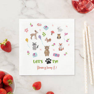 Let's pawty! wild animals kids birthday napkin