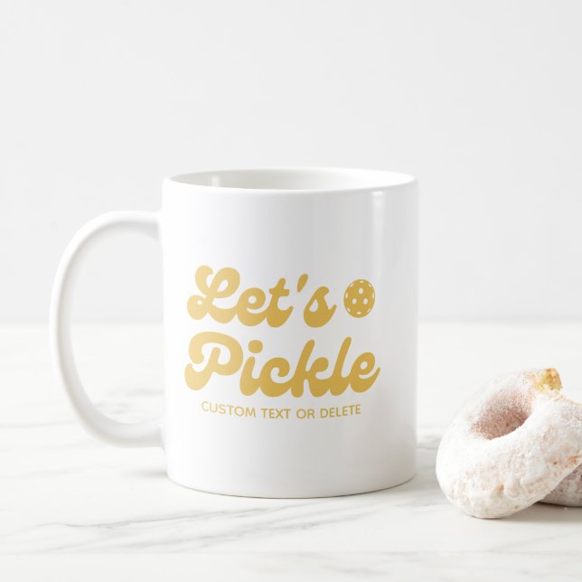 Let's Pickle Cool Retro Personalised Text  Coffee Mug (With Donut)