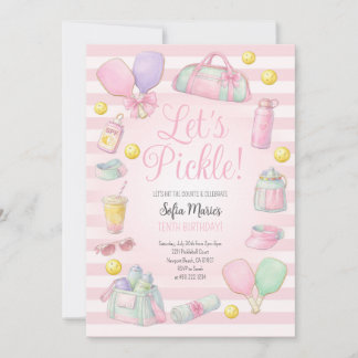 Let's Pickle Pickleball Pink Party Invitation