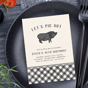 Let's Pig Out   Summer BBQ Birthday Party Invitation