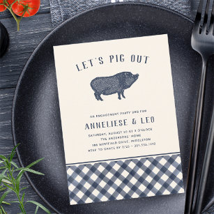 Let's Pig Out   Summer BBQ Engagement Party Invitation