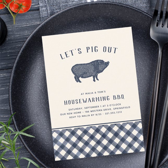 Let's Pig Out | Summer BBQ Housewarming Party Invitation (Creator Uploaded)