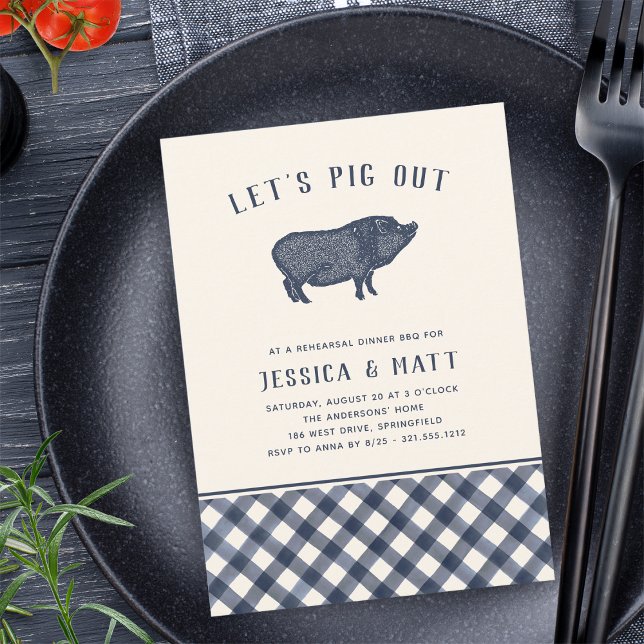 Let's Pig Out | Summer BBQ Rehearsal Dinner Invitation (Creator Uploaded)