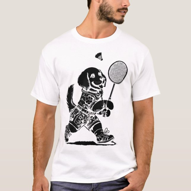 Let's Play Badminton Player Shuttle Racket  T-Shirt (Front)