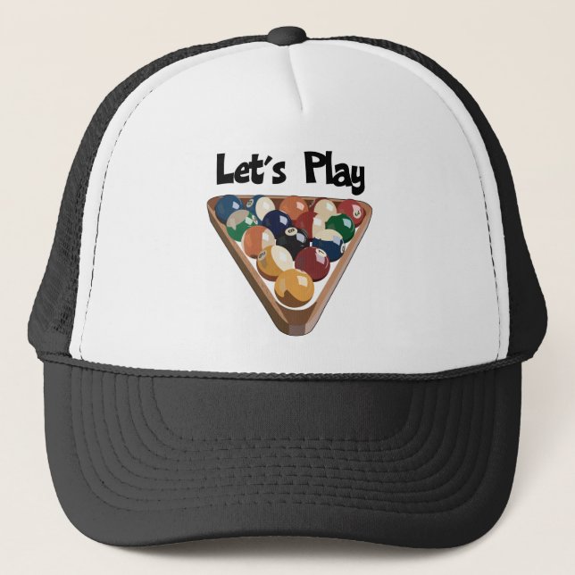 Let's Play Billiards Trucker Hat (Front)