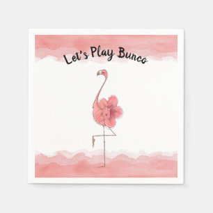 Let's Play Bunco Pink Flamingo Tropical Flower Napkin