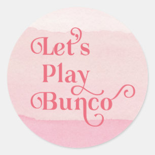 Let's Play Bunco Pink Modern Classic Round Sticker