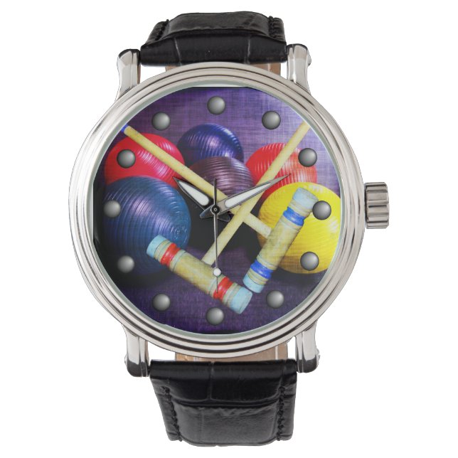 Let's Play Croquet Grunge Style Watch (Front)