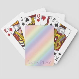  "Let's Play" Diagonal Pastel Rainbow Colours Playing Cards