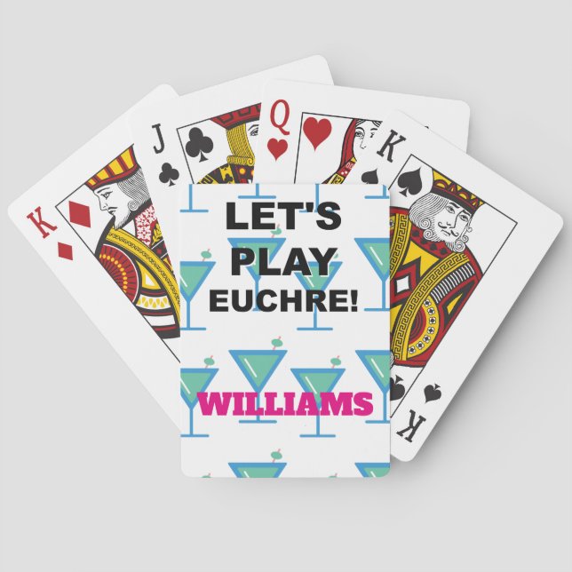 Let's Play Euchre! Martini Design Playing Cards (Back)