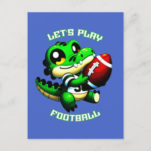 Let's Play Football Cute Gator Postcard