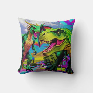 Lets Play - Green Dragon and Dinosaur Cushion
