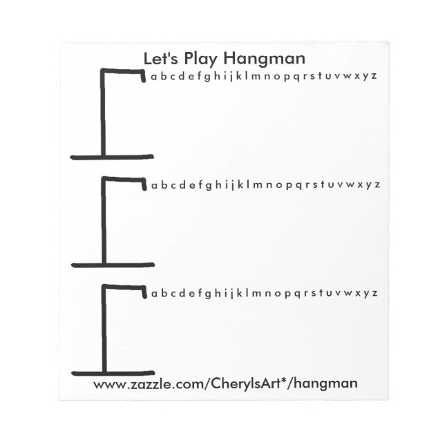 Let's Play Hangman 3 Games per Sheet Notepads (Front)