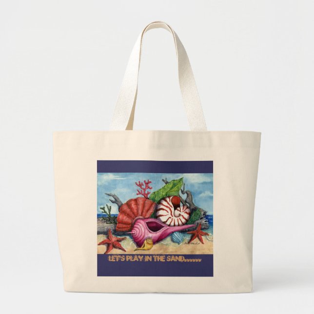 Let's Play in the Sand..... Large Tote Bag (Front)